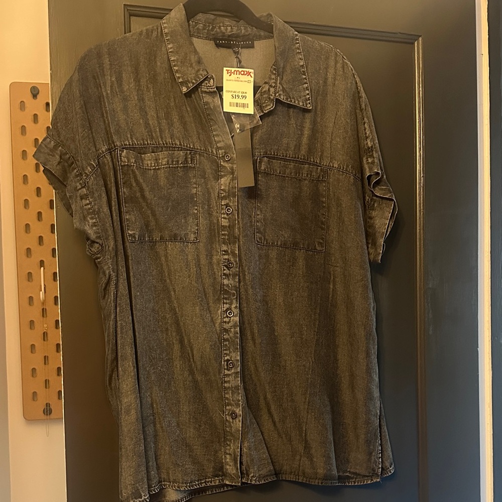 Black Denim Short Sleeve Shirt